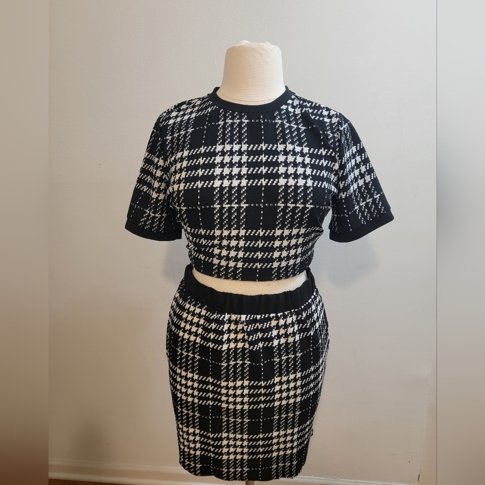 Plaid top and skirt set